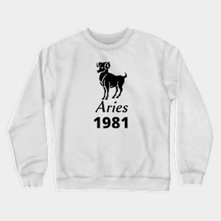 Black Aries Zodiac 1981 Crewneck Sweatshirt